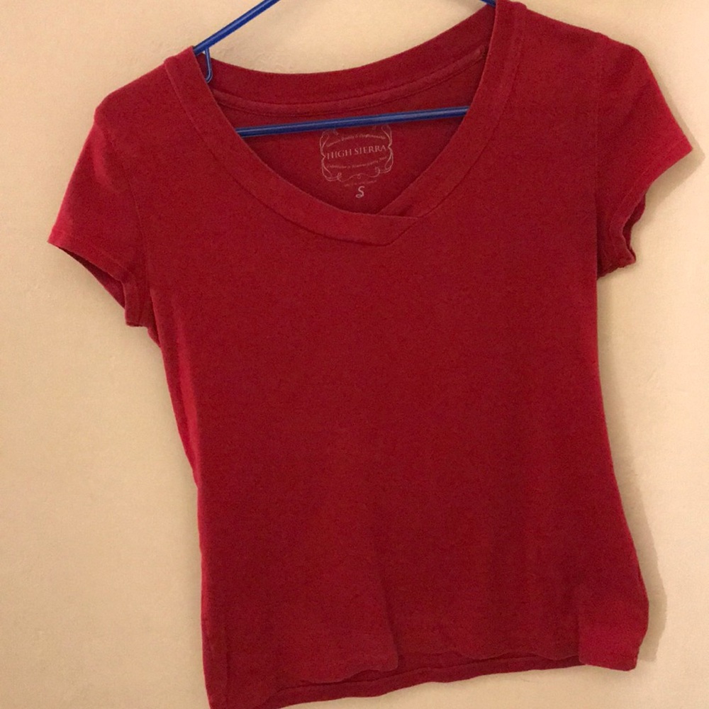 Red V-Neck 100% Cotton Top